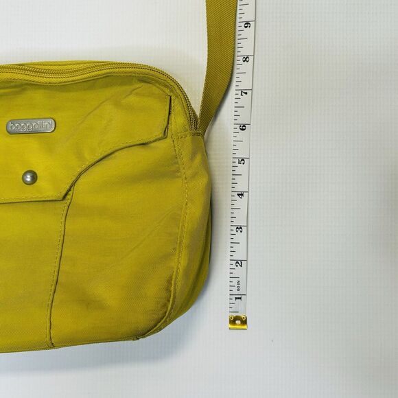 Baggallini Highrise Crossbody Purse Yellow Nylon Double Zipper Top - Picture 11 of 12